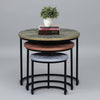 Eriskay Industrial Solid Wood Set of 3 Side Table In Black Finish
