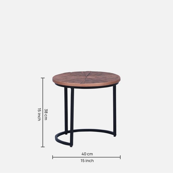 Eriskay Industrial Solid Wood Set of 3 Side Table In Black Finish