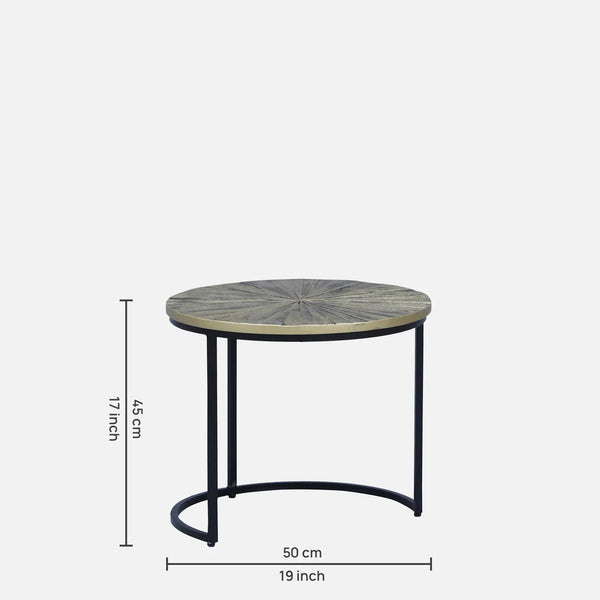 Eriskay Industrial Solid Wood Set of 3 Side Table In Black Finish