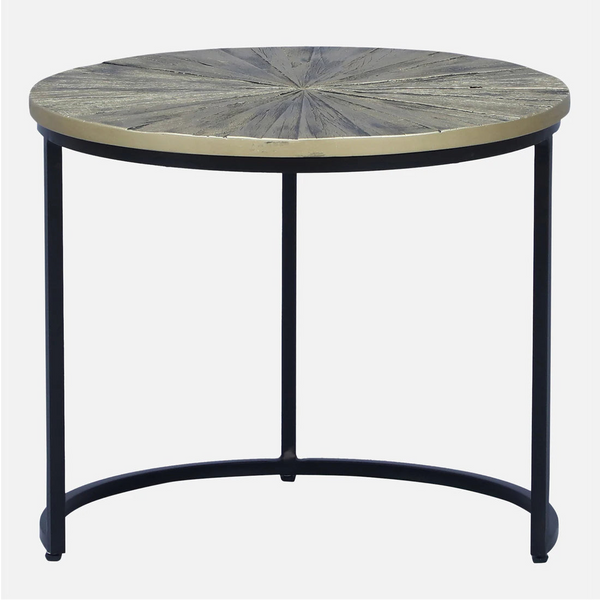 Eriskay Industrial Solid Wood Set of 3 Side Table In Black Finish