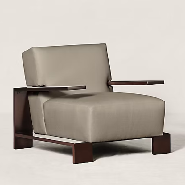 Espoo Solid Wood & Velvet armchair with armrests