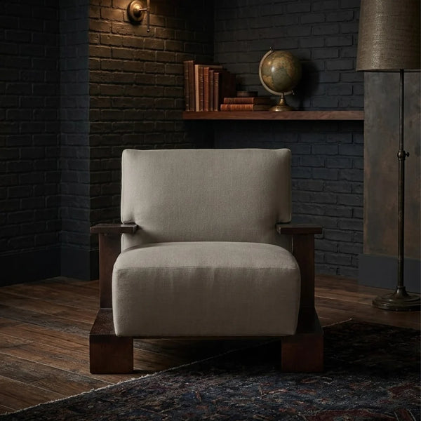 Espoo Solid Wood & Velvet armchair with armrests 