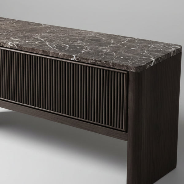 Eton Oak Wood Marble Console Table