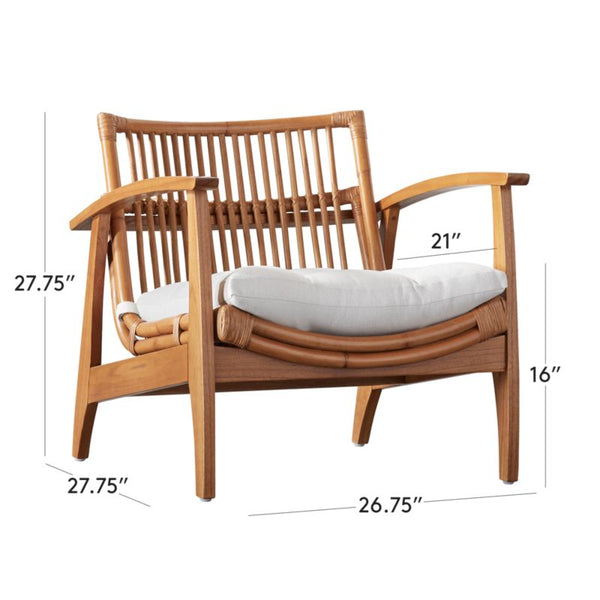 Euroa Rattan White Accent Chair with Cushion