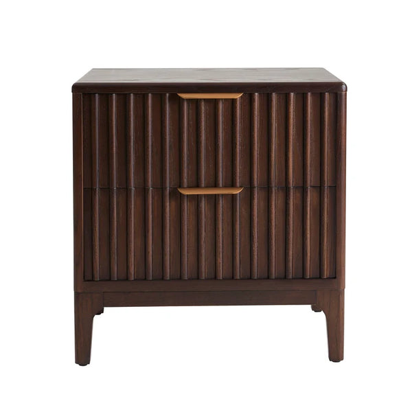 Evora Fluted Bed Side Table With Drawer
