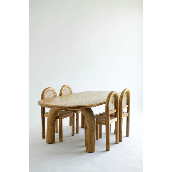 Exclusive Solid Teakwood Curved Dining Table Set - 4 Seater, 6 Seater - All Sizes