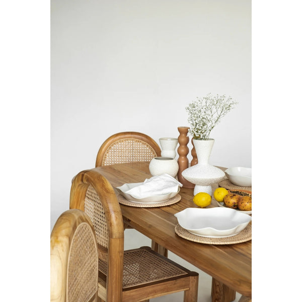 Exclusive Solid Teakwood Curved Dining Table Set - 4 Seater, 6 Seater - All Sizes