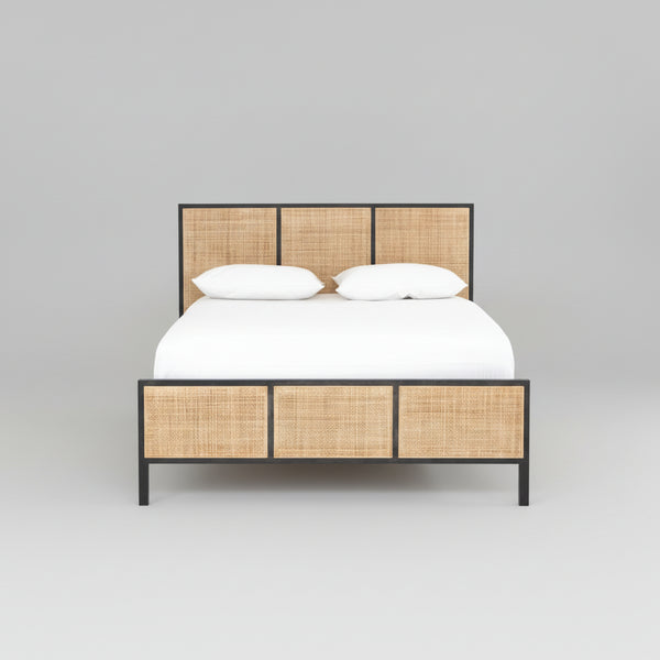 Exquisite Solid Wood Rattan Bed - All Sizes