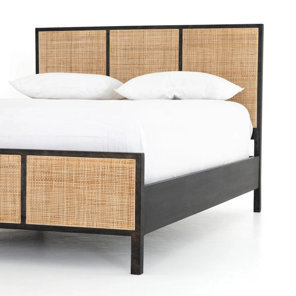 Exquisite Solid Wood Rattan Bed - All Sizes