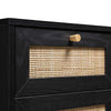 Solid Wood Rattan Black Finish Bathroom Cabinet