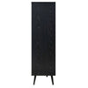 Classic Black Solid Wood Rattan Display Cabinet