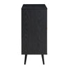 Classy Black Solid Wood Rattan Bar Cabinet