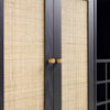 Classy Black Solid Wood Rattan Bar Cabinet
