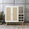 Classy White Solid Wood Rattan Bar Cabinet
