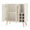 Classy White Solid Wood Rattan Bar Cabinet