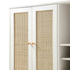 Classy White Solid Wood Rattan Bar Cabinet
