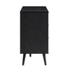 Modern Solid Wood Rattan Black Finish Chest Of 6 Drawers