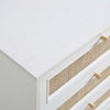 Modern Solid Wood Rattan White Finish Chest Of 6 Drawers