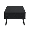 Black Solid Wood Rattan Coffee Table
