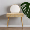 Solid Wood Rattan Natural Finish Dressing Table With Mirror