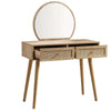 Solid Wood Rattan Natural Finish Dressing Table With Mirror