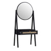 Solid Wood Rattan Black Finish Dressing Table With Mirror