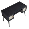 Solid Wood Rattan 2- Door Desk Black Finish