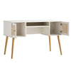 Solid Wood Rattan 2- Door Desk White Finish