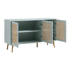 Modern Rattan Solid Wood Mint Finish Sideboard