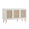 Modern Rattan Solid Wood White Finish Sideboard