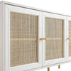 Modern Rattan Solid Wood White Finish Sideboard