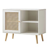Modern White Solid Wood 1- Door Rattan Cabinet