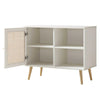 Modern White Solid Wood 1- Door Rattan Cabinet