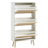 Solid Wood 3 Tier Shoe Rack - White Finish