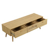 Solid Wood Rattan 3- Drawer Tv Unit - Natural Finish