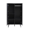 Classic Solid Wood Rattan Black Finish Compact 2 Door Wardrobe