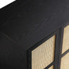 Classic Solid Wood Rattan Black Finish Compact 2 Door Wardrobe