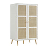 Classic Solid Wood Rattan White Finish Compact 2 Door Wardrobe