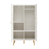 Classic Solid Wood Rattan White Finish Compact 2 Door Wardrobe