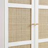 Classic Solid Wood Rattan White Finish Compact 2 Door Wardrobe