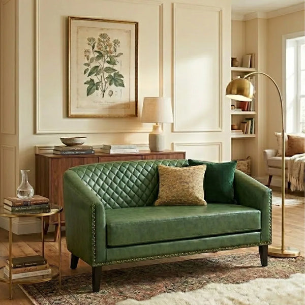Fayetteville Tufted Faux Leather Upholstered Small Loveseat