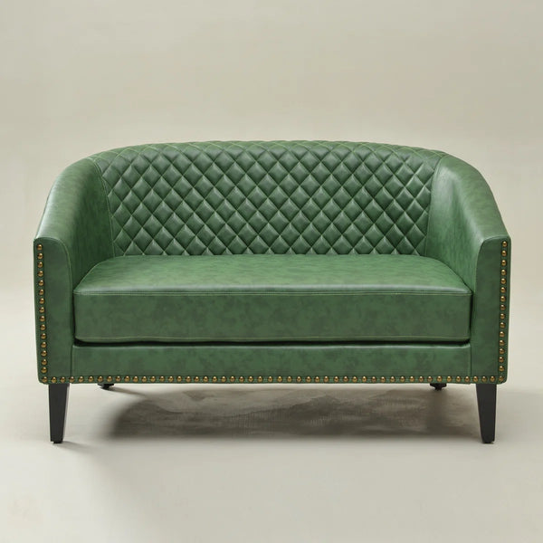 Fayetteville Tufted Faux Leather Upholstered Small Loveseat