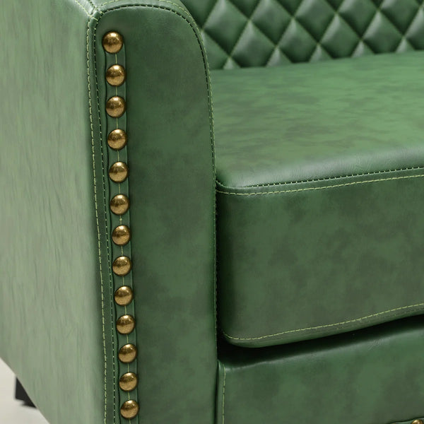Fayetteville Tufted Faux Leather Upholstered Small Loveseat