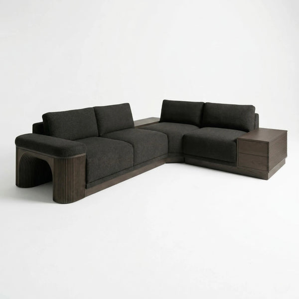 Ferizaj Solid Wood Velvet Sectional Sofa