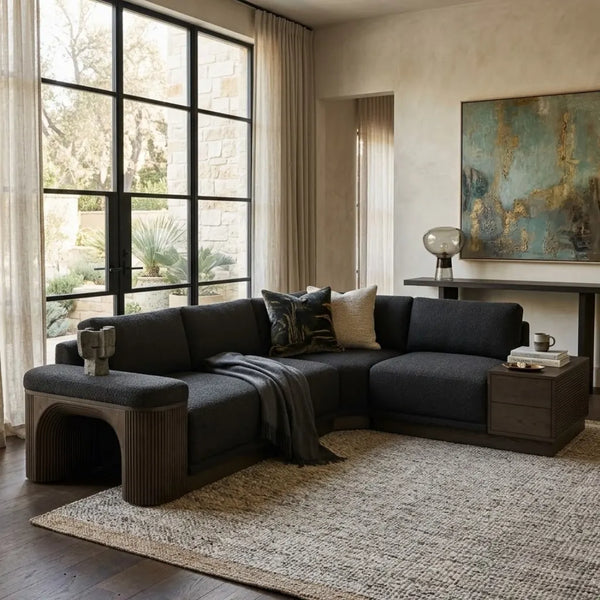 Ferizaj Solid Wood Velvet Sectional Sofa