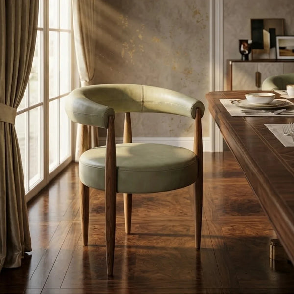 Fern Curved Backrest Leather Dining Chair