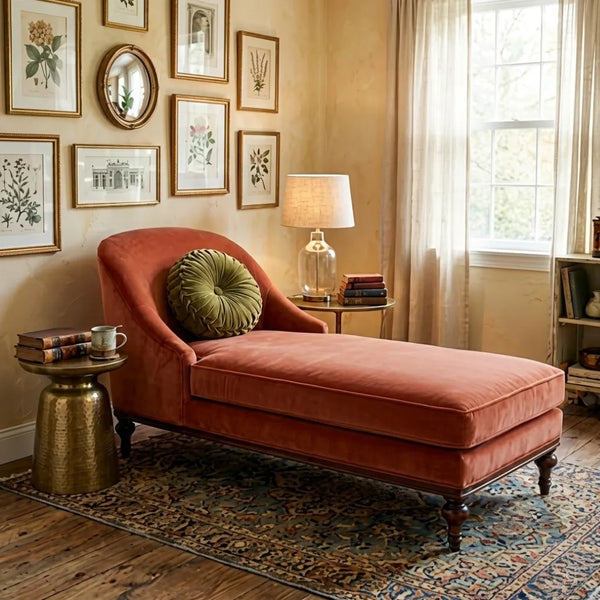 Cozy modern pink /peach daybed made up of solid wood 