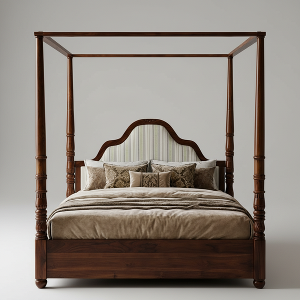 Frenchiya Teakwood Poster Bed In Walnut Finish