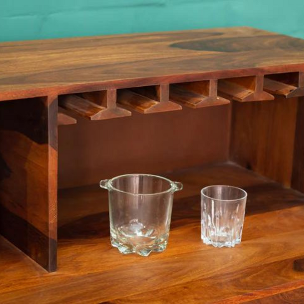Galashiels Sheesham Wood Natural Finish Bar Cabinet