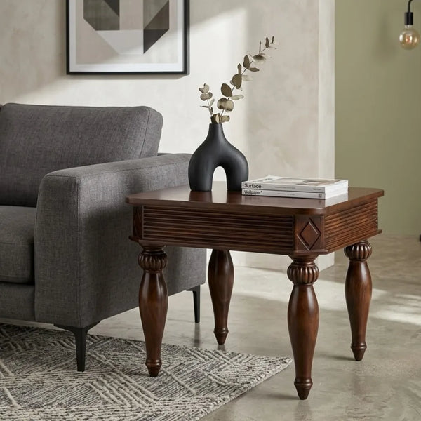Girvan Sheesham Wood Brown Finish End Table